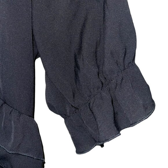 NEW! Purple Snow Black Ruffle V-Neck Knee Length Dress Size Large - Picture 3 of 6